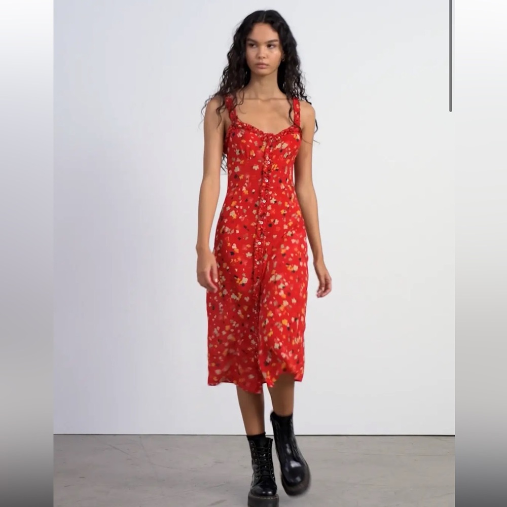 Realistation par red floral dress